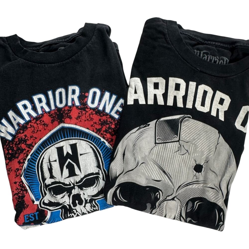 Mens T-Shirt Bundle Size Medium Warrior One Dstroyr Strength Skull Black Cotton